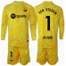 Maillot de foot Barcelona Ter Stegen #1 Gardien Domicile vêtements enfant 2024-25 Manches Longues (+ pantalon court)